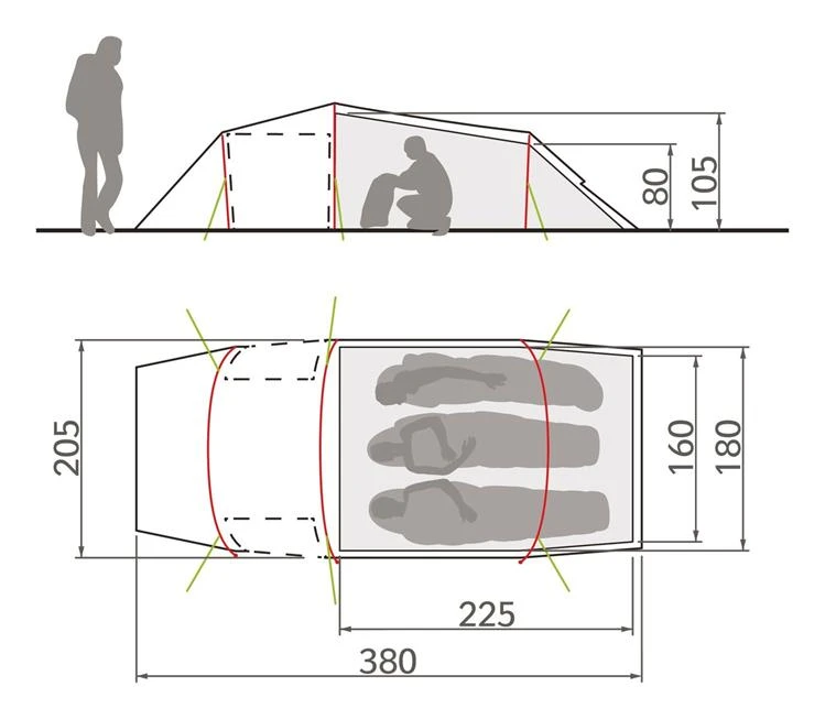 Vaude Arco Xt 3P Trekkerstent 4 Vaude Arco Xt 3P Trekkerstent - Afbeelding 2